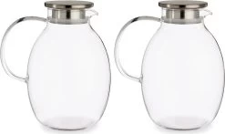2x Carafe à Jus/pichet En Verre Avec Couvercle Luxe De 2,5 Litres - Dimensions : 20 X 15,5 X 22 Cm - Matériau Verre Borosilicaté