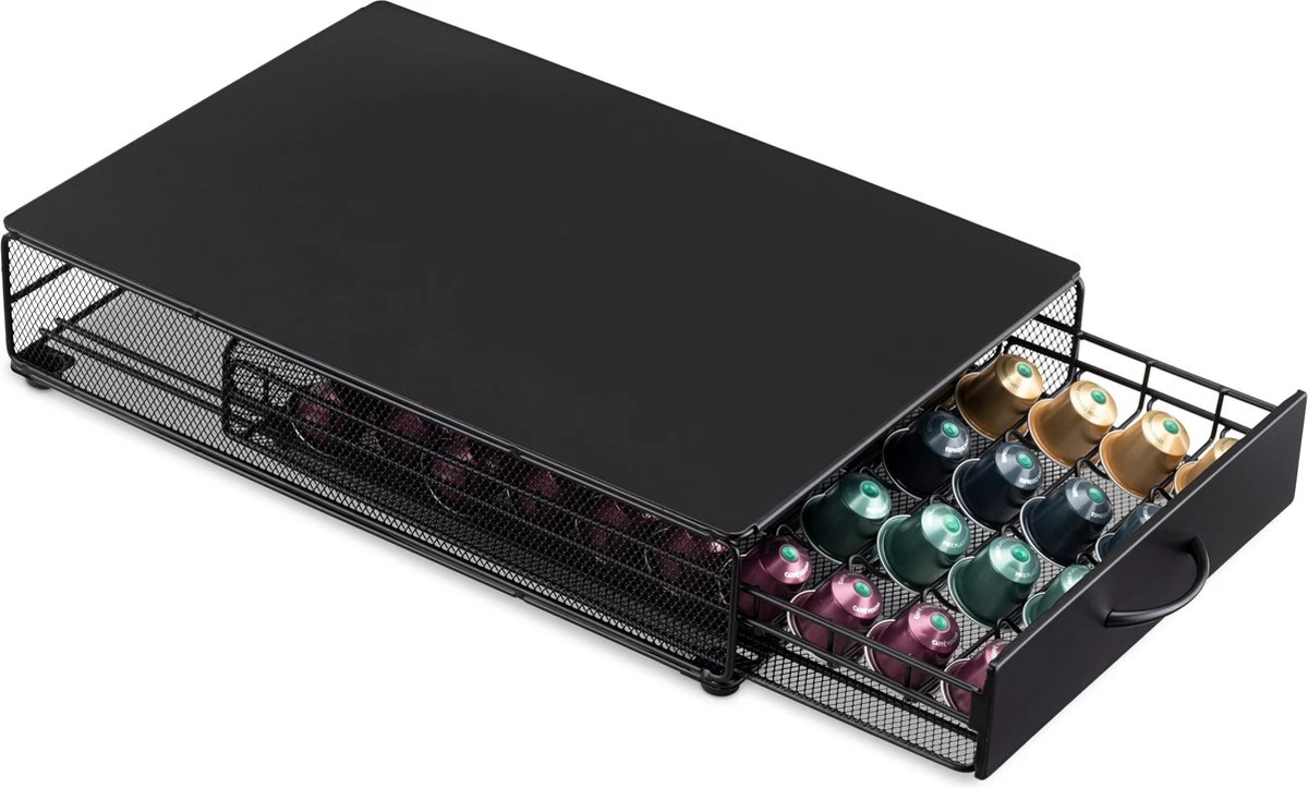 Navaris Porte-capsule Avec Tiroir - Support En Fer Pour Tasses à Café - Convient Aux Tasses Nespresso Vertuo - Tiroir De Rangement Pour 40 Capsules De Café 8 Navaris Porte-capsule Avec Tiroir - Support En Fer Pour Tasses à Café - Convient Aux Tasses Nespresso Vertuo - Tiroir De Rangement Pour 40 Capsules De Café – Image 6