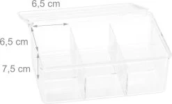 Relaxdays 2 X Boîte à Thé Transparent - Boîte à Thé 6 Compartiments - Organisateur De Sachets De Thé - Rectangle -Dégustation Délicate 1200x724