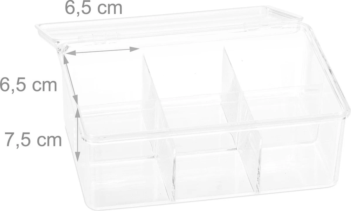 Relaxdays 8 X Boîte à Thé Transparent - Boîte à Thé 6 Compartiments - Organisateur De Sachets De Thé - Rectangle 7 Relaxdays 8 X Boîte à Thé Transparent - Boîte à Thé 6 Compartiments - Organisateur De Sachets De Thé - Rectangle – Image 5