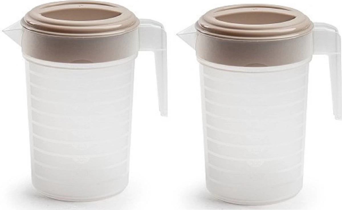 2x Pichet à Eau/pichet à Jus Transparent/taupe Avec Couvercle 1 Litre En Plastique�- Pichet étroit Qui Tient Dans La Porte Du Réfrigérateur 3 2x Pichet à Eau/pichet à Jus Transparent/taupe Avec Couvercle 1 Litre En Plastique�- Pichet étroit Qui Tient Dans La Porte Du Réfrigérateur