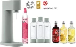 MYSODA - Pack Machine Woody Pigeon (Machine + 1 Cylindre + 3 Bouteilles 1L + 3 Concentrés 685ml (1 Cola + 1 Orange + 1 Limonade)