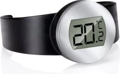 Thermomètre à Vin Alpina - Placement Autour De La Bouteille De Vin - Convient à Toutes Les Bouteilles De Vin - Acier Inoxydable - Zwart/ Argent