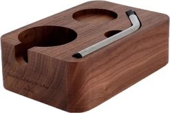 Le Bois De Noyer Vecchi Tamperstation + Brosse En Acier Inoxydable