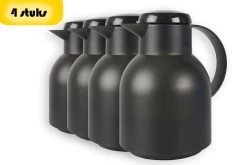 Thermos 1 Litre 4 Pièces Dans L'emballage - Carafe Isotherme 4 Litres 4 Pièces - Carafe 1 Litre - Thermos 1 Litre Zwart