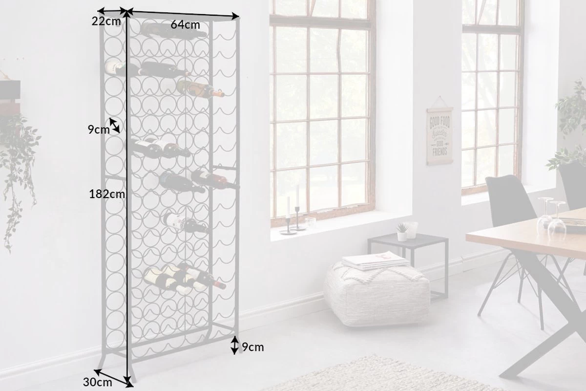 Casier à Vin Industriel STORAGE 182cm Noir Porte-bouteilles Pour 102 Bouteilles 10 Casier à Vin Industriel STORAGE 182cm Noir Porte-bouteilles Pour 102 Bouteilles – Image 8