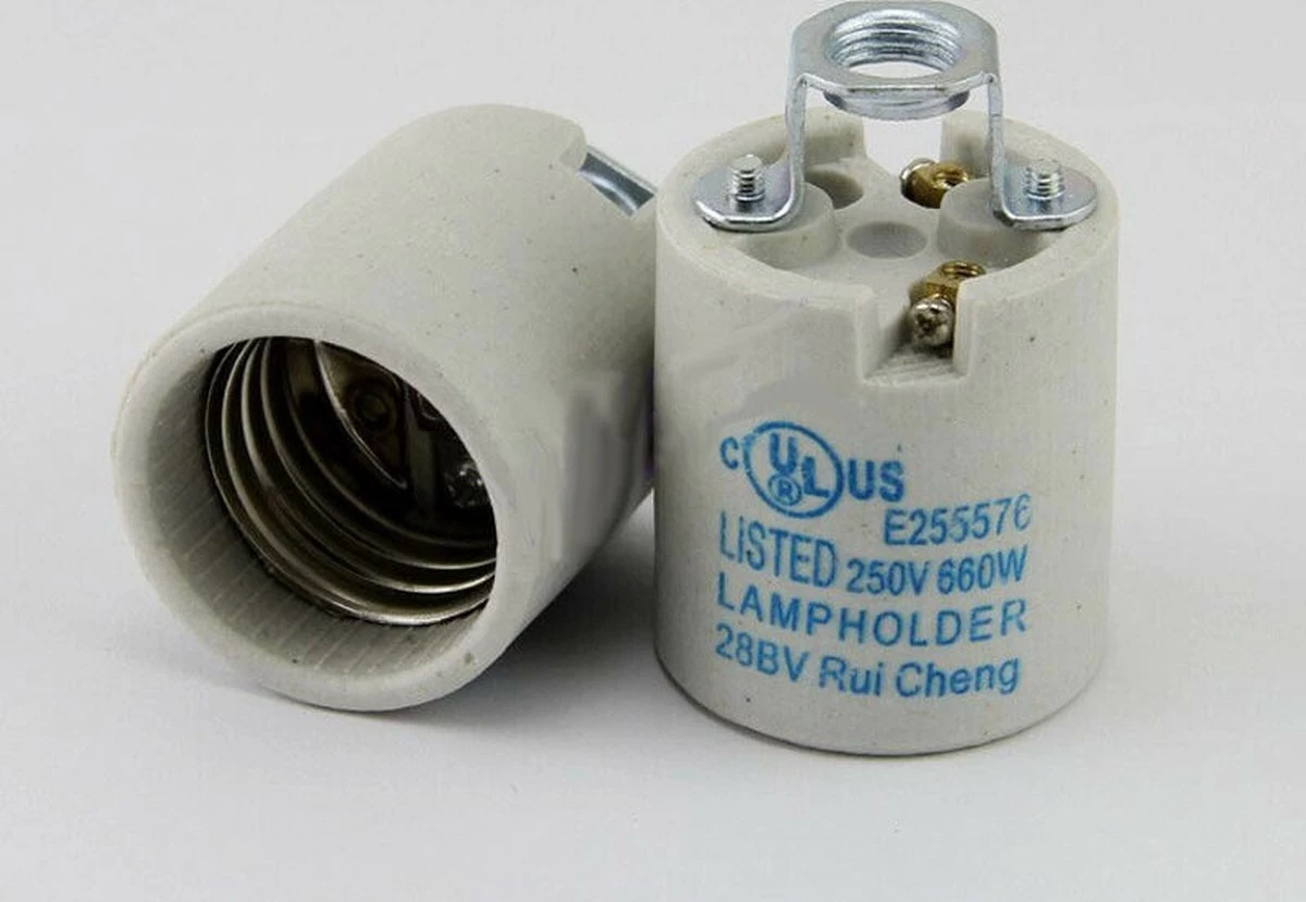 Vintage Industrial E27 Edison Vis Ampoule Céramique Porcelaine Titulaire Socket Lampe Titulaire 4 Vintage Industrial E27 Edison Vis Ampoule Céramique Porcelaine Titulaire Socket Lampe Titulaire – Image 2