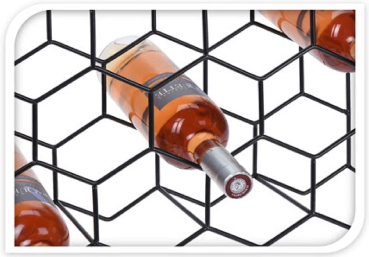 Excellent Houseware Porte-bouteilles En Métal/porte-bouteille Nid D'abeille Noir Pour 11 Bouteilles 45 X 15 X 30 Cm - Porte Bouteille De Vin 4 Excellent Houseware Porte-bouteilles En Métal/porte-bouteille Nid D'abeille Noir Pour 11 Bouteilles 45 X 15 X 30 Cm - Porte Bouteille De Vin – Image 2