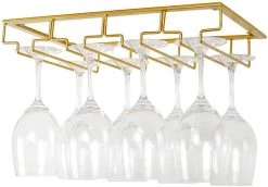 Porte-verres à Verres à Vin Suspendu - Or - 12 Verres - 4 Rangées - Porte-verre à Vin