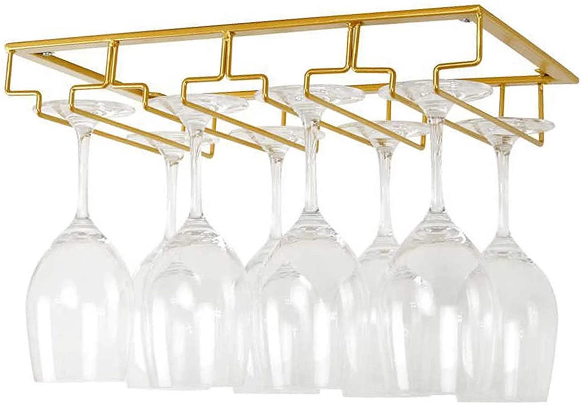 Porte-verres à Verres à Vin Suspendu - Or - 12 Verres - 4 Rangées - Porte-verre à Vin 3 Porte-verres à Verres à Vin Suspendu - Or - 12 Verres - 4 Rangées - Porte-verre à Vin