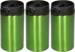 3x Tasses Chauffantes Métalliques / Tasses Pour Garder Au Chaud Vert 320 Ml - Tasses Isolantes / Thermos En Acier Inoxydable Pour Les Déplacements