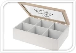 Excellent Houseware Boîte à Thé/boîte à Thé En Bois Avec 6 Compartiments - 24 X 16 X 7 Cm - Marron / Blanc - Boîtes à Thé 6 Excellent Houseware Boîte à Thé/boîte à Thé En Bois Avec 6 Compartiments - 24 X 16 X 7 Cm - Marron / Blanc - Boîtes à Thé -Dégustation Délicate 1200x842 1