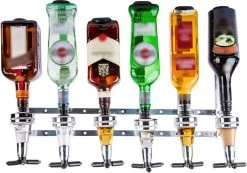 Bar Butler Porte-Bouteille Mural Pour 6 Bouteilles Distributeur De Boissons Cocktail Pour Man Cave Home Bar Cuisine, 53x11x36 Cm - Nevi