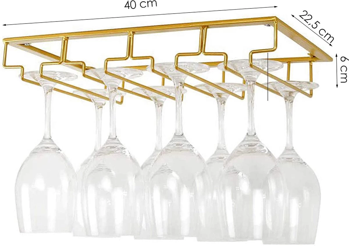 Porte-verres à Verres à Vin Suspendu - Or - 12 Verres - 4 Rangées - Porte-verre à Vin 5 Porte-verres à Verres à Vin Suspendu - Or - 12 Verres - 4 Rangées - Porte-verre à Vin – Image 3