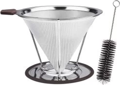 Filtre à Café Professionnel En Acier Inoxydable - Réutilisable - Avec Brosse - Sans Papier - Eco Friendly - Filtre à Café Pour Faire Du Café - Filtre Permanent - Restaurant / Café