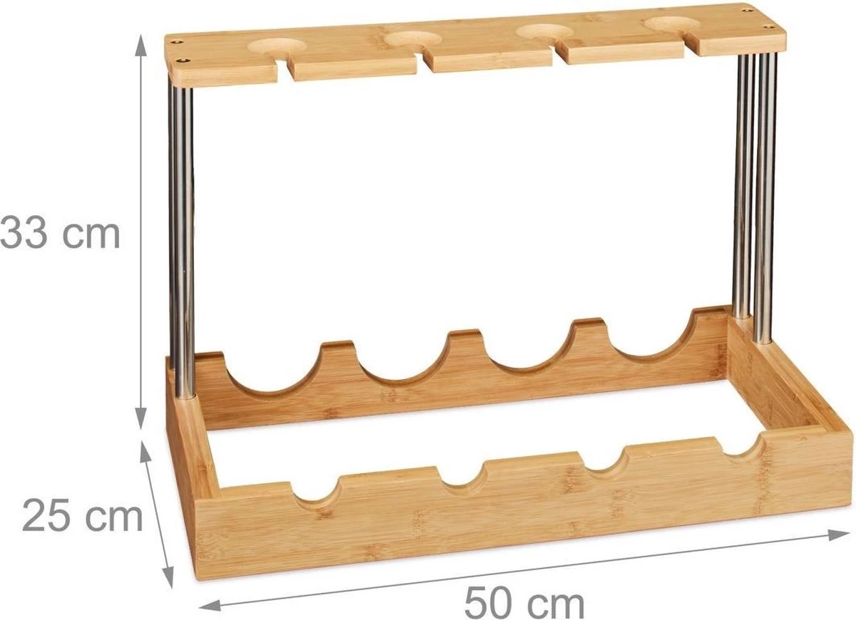 Life Deals® Casier à Vin En Bambou Pour 4 Bouteilles Et Verres à Vin - Porte-bouteille Debout - Bois Vierge - Porte-vin En Bois 4 Life Deals® Casier à Vin En Bambou Pour 4 Bouteilles Et Verres à Vin - Porte-bouteille Debout - Bois Vierge - Porte-vin En Bois – Image 2