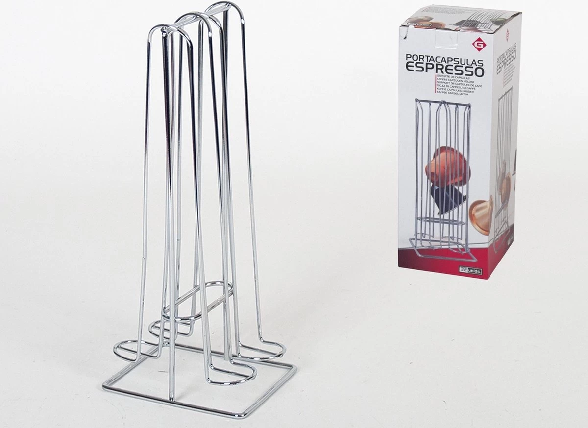Porte-capsule Espresso 30x13x11cm - Porte-tasse à Café En Acier Inoxydable - Capsule à Café Standard - Argent - 32 Capsules 4 Porte-capsule Espresso 30x13x11cm - Porte-tasse à Café En Acier Inoxydable - Capsule à Café Standard - Argent - 32 Capsules – Image 2