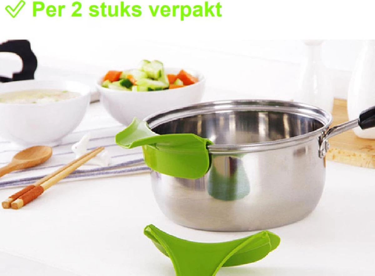 BTB Products - Bec Verseur - 2 Pièces - Aide à La Vidange - Entonnoir - Ustensiles De Cuisine - Accessoires De Vêtements Pour Bébé De Cuisine - Couvercle De Vidange - Siliconen - Vert 5 BTB Products - Bec Verseur - 2 Pièces - Aide à La Vidange - Entonnoir - Ustensiles De Cuisine - Accessoires De Vêtements Pour Bébé De Cuisine - Couvercle De Vidange - Siliconen - Vert – Image 3