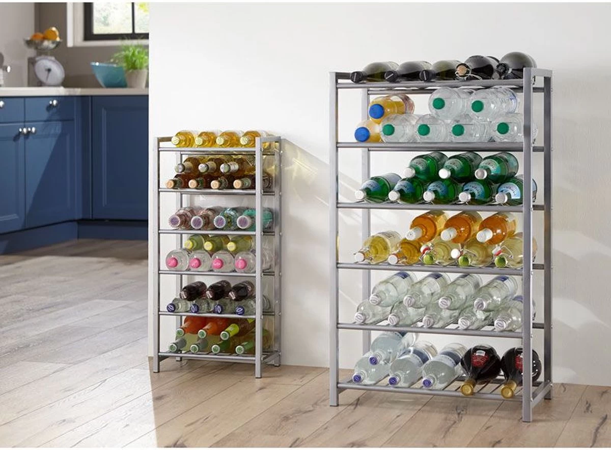 Casier à Vin - Porte-bouteilles De Vin Pour 54 Bouteilles - Casier à Bouteilles En Acier Grijs - Porte-bouteilles Pratique - 54 X 31 X 90 Cm 4 Casier à Vin - Porte-bouteilles De Vin Pour 54 Bouteilles - Casier à Bouteilles En Acier Grijs - Porte-bouteilles Pratique - 54 X 31 X 90 Cm – Image 2