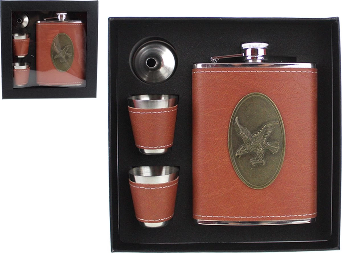 Borvat® | Set Cadeau De Flasque En Acier Inoxydable Argent à Base De Whisky - Platvink | Bouteille De Poche | Flacon De Poche | Bouteille De Boisson | Bouteille De Boisson | Flacon De Hanche | Y Compris Entonnoir Et Tasses