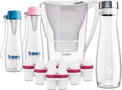 BWT Deluxepackage Carafe Filtrante + 6 Filtres En Magnésium + Carafe + Gourde Avec Gourde EXTRA GRATUITE