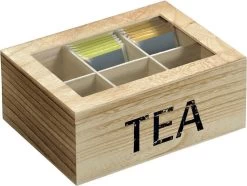 Boîte à Thé En Bamboe FSC® Avec 6 Compartiments - Boîte à Thé Avec Couvercle Et Fenêtre - Boîte à Thee En Bois - Boîte à Thé - Dimensions 22 X 16 X 9 Cm - Couleur Marron