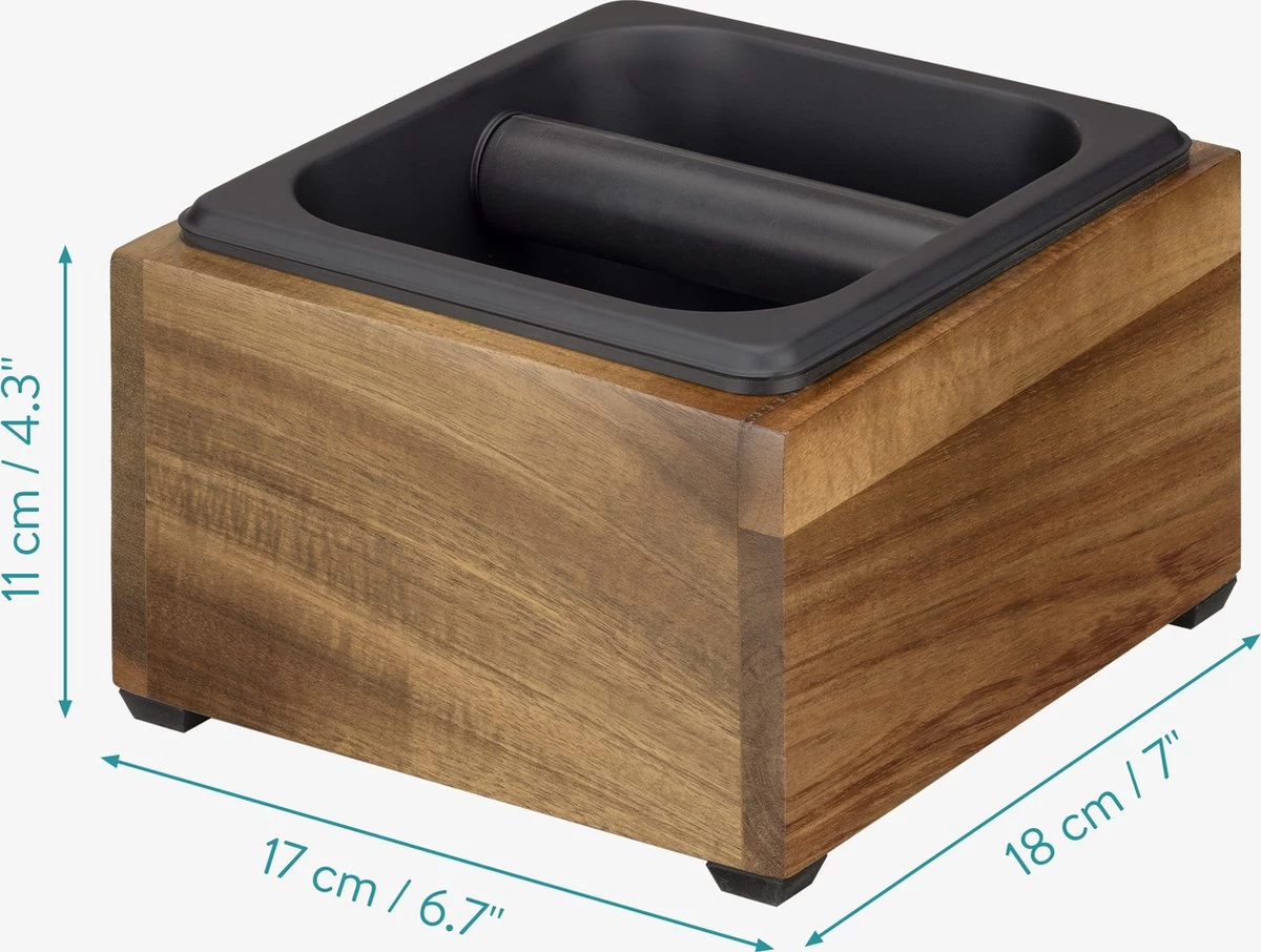 Navaris Knock Box Café Pour Machine Expresso - 18 X 17 X 11 Cm - Knockbox En Bois D'acacia Et Acier Inoxydable 8 Navaris Knock Box Café Pour Machine Expresso - 18 X 17 X 11 Cm - Knockbox En Bois D'acacia Et Acier Inoxydable – Image 6