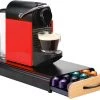 Porte-capsules De Luxe Avec Tiroir - Porte-capsules Et Tasses à Café Espresso - 40 Capsules - Acier Inoxydable - Noir Avec Bambou -Dégustation Délicate 1200x906