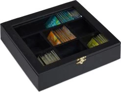 Boîte à Thé Relaxdays Bois - Boîte à Thé 7 Compartiments - Magasin De Thé - Boîte à Thé - Boîte à Thé - Boîte Noire