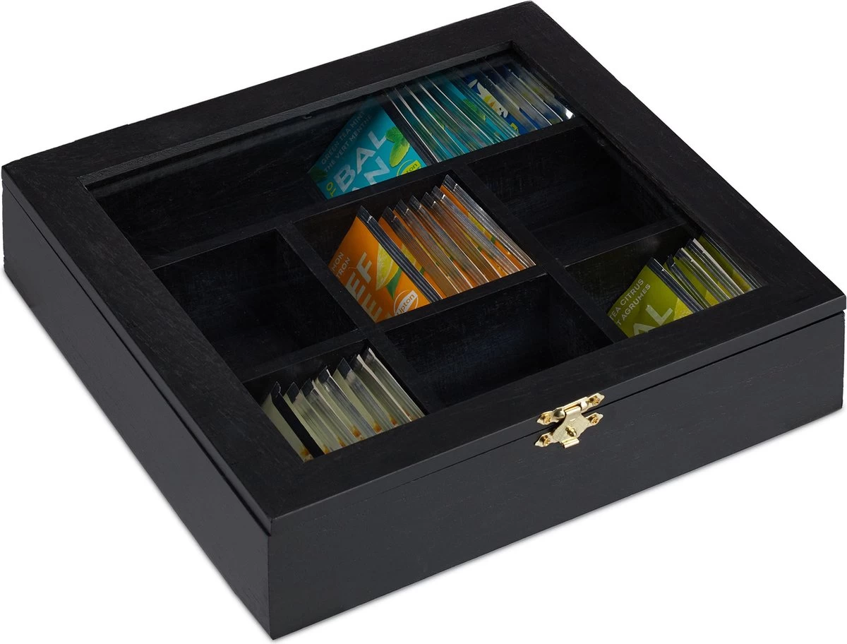 Boîte à Thé Relaxdays Bois - Boîte à Thé 7 Compartiments - Magasin De Thé - Boîte à Thé - Boîte à Thé - Boîte Noire 3 Boîte à Thé Relaxdays Bois - Boîte à Thé 7 Compartiments - Magasin De Thé - Boîte à Thé - Boîte à Thé - Boîte Noire