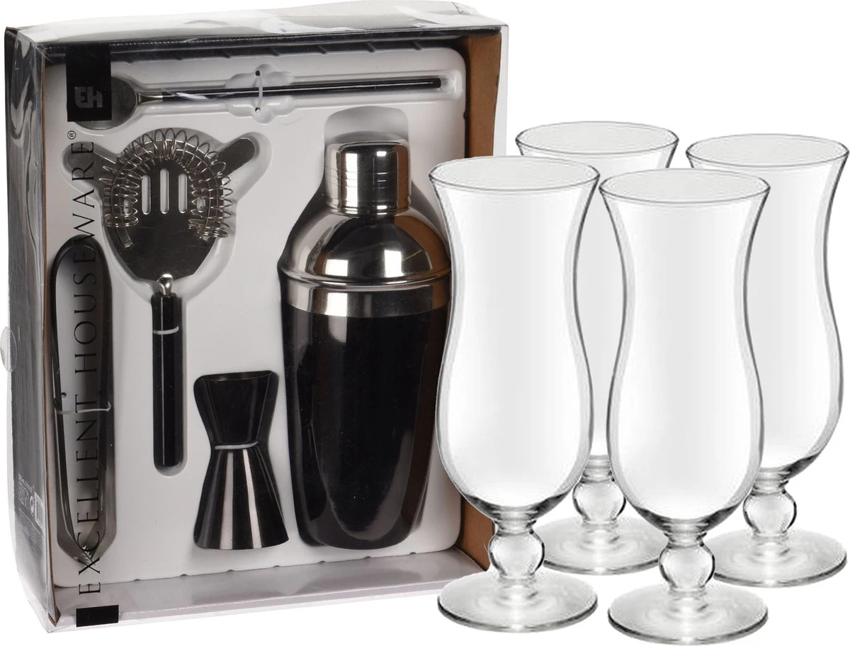 Excellent Houseware 5 Pièces Avec 8x Verres Pina Colada 440 ML 3 Excellent Houseware 5 Pièces Avec 8x Verres Pina Colada 440 ML