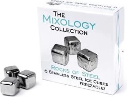 Mixologie - Glaçons En Acier Inoxydable Rocks Of Steel - Pierres à Whisky Carrées - Réutilisables