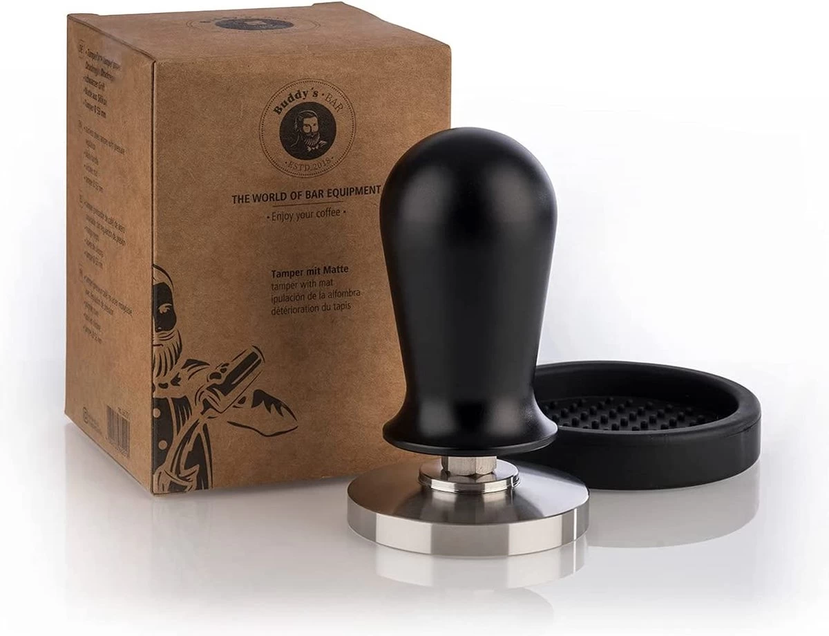 Buddy´s Bar - Barista Edition, Tamper Premium, Compresseur à Café Base Ø 58 Mm, H : 10 Cm, Acier Inoxydable, Tampon Expresso Pour Porte-tamis 58 Mm, Tamper à Café Avec Tapis En Silicone, Poignée Noire 6 Buddy´s Bar - Barista Edition, Tamper Premium, Compresseur à Café Base Ø 58 Mm, H : 10 Cm, Acier Inoxydable, Tampon Expresso Pour Porte-tamis 58 Mm, Tamper à Café Avec Tapis En Silicone, Poignée Noire – Image 4
