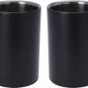 2x Pièces Refroidisseurs De Bouteilles De Vin / Refroidisseurs De Vin En Acier Inoxydable Noir D12 X H18 Cm