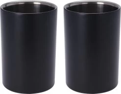2x Pièces Refroidisseurs De Bouteilles De Vin / Refroidisseurs De Vin En Acier Inoxydable Noir D12 X H18 Cm