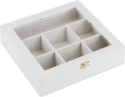 Boîte à Thé Relaxdays Bois - Boîte à Thé 7 Compartiments - Magasin De Thé - Boîte à Thé - Boîte à Thé - Boîte Blanche -Dégustation Délicate 1200x933