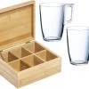 Coffret Cadeau 6 Compartiments Boîte à Thé Bambou 22 Cm - 2 Verres à Thé 320 Ml - Boîte De Rangement Sachets De Thé Avec Verres 2 Coffret Cadeau 6 Compartiments Boîte à Thé Bambou 22 Cm - 2 Verres à Thé 320 Ml - Boîte De Rangement Sachets De Thé Avec Verres -Dégustation Délicate 1200x940