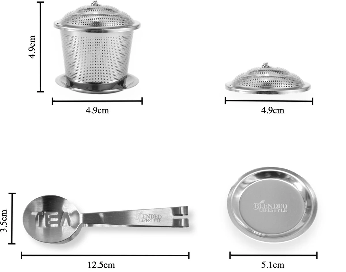 Bulbe D'herbes Pour Passoire à Thé Blended Style De Vie® - Set De 2 - Comprenant Une Assiette D'égouttage Et Un Presse-épices 7 Bulbe D'herbes Pour Passoire à Thé Blended Style De Vie® - Set De 2 - Comprenant Une Assiette D'égouttage Et Un Presse-épices – Image 5