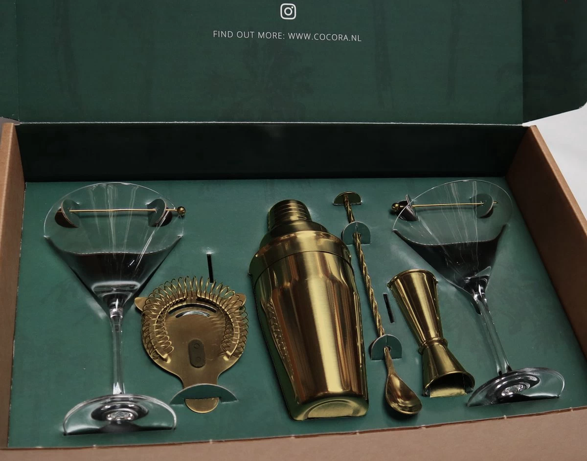 Cocora Martini Set - Ensemble Cocktail 8 Pièces - Or - 2 Verres Martini - Shaker Cocktail - Guide Martini 3 Cocora Martini Set - Ensemble Cocktail 8 Pièces - Or - 2 Verres Martini - Shaker Cocktail - Guide Martini
