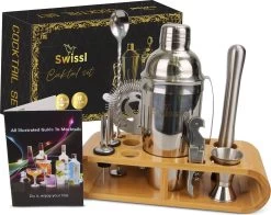 Set Shaker à Cocktail Upors 6 Pièces - Shaker à Coktail - Set à Cocktail - Pièces De Cocktail - Acier Inoxydable - Argent - Tasse 3 Pièces 750ml