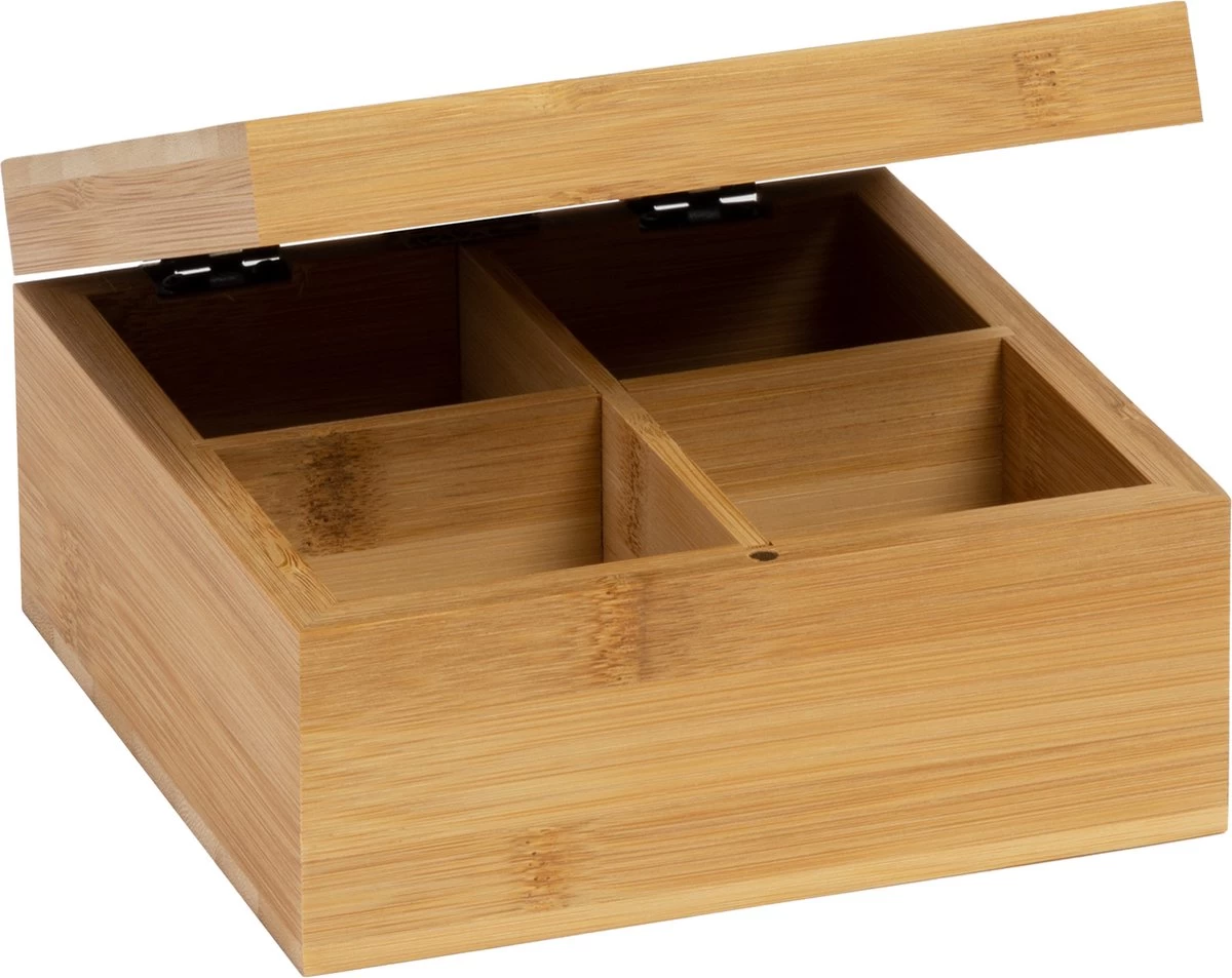 Boîte à Thé/boîte à Thé En Bois De Bamboe Marron 4 Compartiments 16 Cm - Boîtes/caisses à Sachets De Thé 3 Boîte à Thé/boîte à Thé En Bois De Bamboe Marron 4 Compartiments 16 Cm - Boîtes/caisses à Sachets De Thé