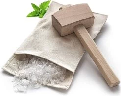 Broyeur à Glace Manuel Sac En Katoen Marteau En Bois Cocktails Maison Barman Outil