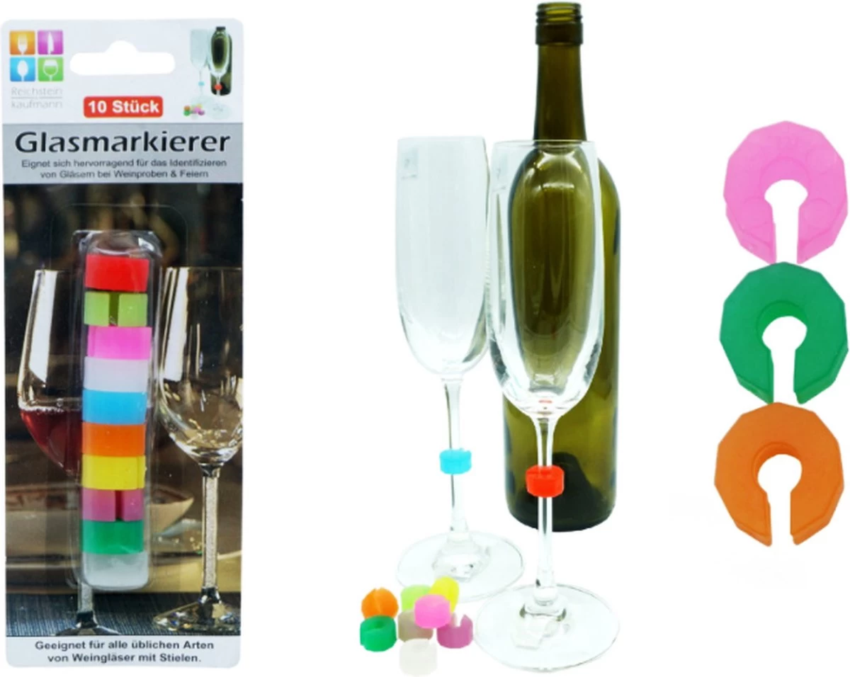 Marqueurs De Verre à Vin Colorés - 10 Pièces - Anneaux De Vin - Reconnaître Le Verre à Vin 3 Marqueurs De Verre à Vin Colorés - 10 Pièces - Anneaux De Vin - Reconnaître Le Verre à Vin