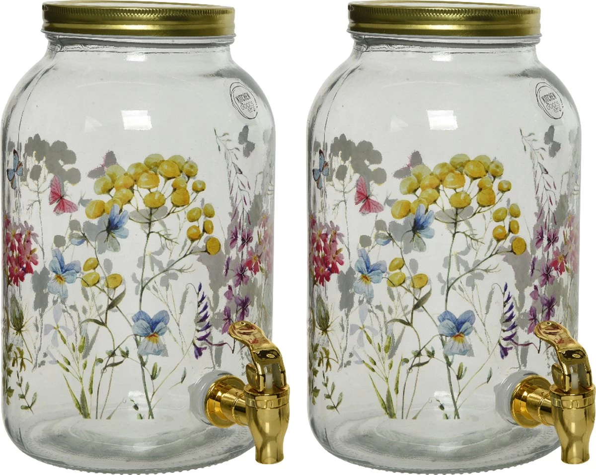 Distributeur De Boissons Decoris / Robinet De Limonade Avec Robinet - 2x - Verre - 4L 3 Distributeur De Boissons Decoris / Robinet De Limonade Avec Robinet - 2x - Verre - 4L