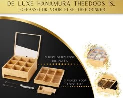 Hanamura Luxe Tea Box 9 Compartiments – Plateau Pour Thé En Vrac – Incl. œuf à Thé, Cuillères à Café Et Boîte à Sucre 10 Hanamura Luxe Tea Box 9 Compartiments – Plateau Pour Thé En Vrac – Incl. œuf à Thé, Cuillères à Café Et Boîte à Sucre -Dégustation Délicate 1200x958
