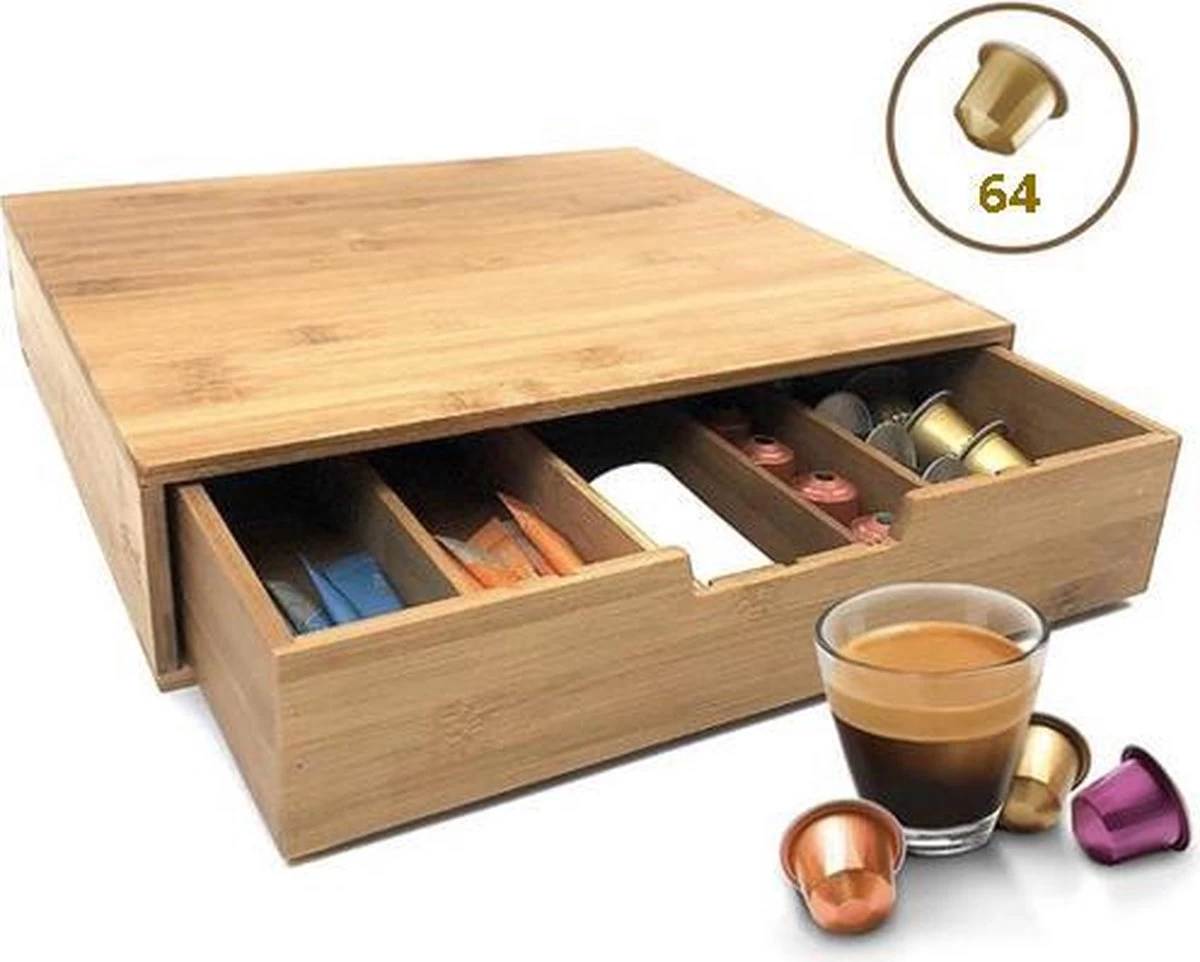 Made4Home® - Porte-capsule Avec Tiroir | Bambou | Max. 64 Tasses/capsules | Universel | Porte- Café | Organisateur | Naturel | Porte-gobelet | Dolce Gusto | (N) Espresso 4 Made4Home® - Porte-capsule Avec Tiroir | Bambou | Max. 64 Tasses/capsules | Universel | Porte- Café | Organisateur | Naturel | Porte-gobelet | Dolce Gusto | (N) Espresso – Image 2