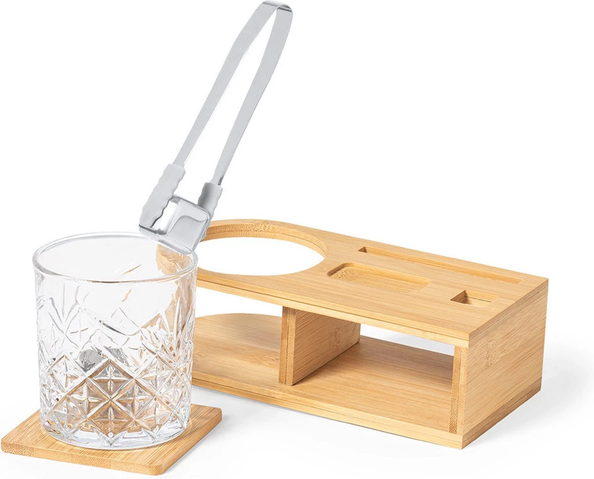 Whisky à Whisky - Whisky - Verre 350 Ml - Glaçons - Pierres à Whisky - Pince à Glace - Bamboe - Acier Inoxydable - Beige 4 Whisky à Whisky - Whisky - Verre 350 Ml - Glaçons - Pierres à Whisky - Pince à Glace - Bamboe - Acier Inoxydable - Beige – Image 2