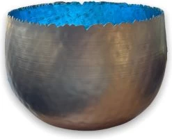 Échelle | Bronze | Turquoise | Bleu | Bell Arte | Photophore | 20cm | Échelle Déco | Photophore | Bougeoir | Moderne | Bol De Lumière Du Vent Frappant | Bol Pour Bougie Chauffe-plat