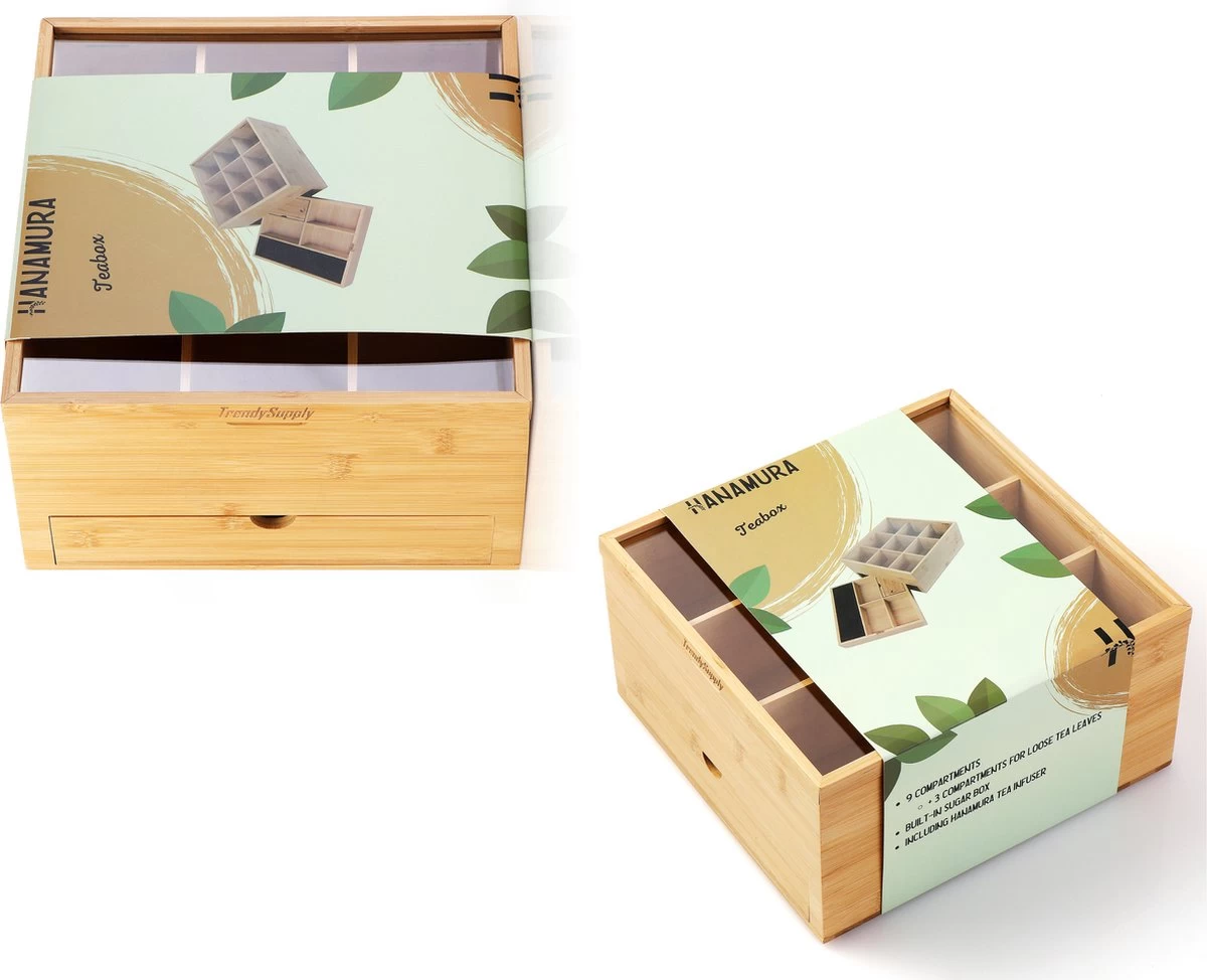 Hanamura Luxe Tea Box 9 Compartiments – Plateau Pour Thé En Vrac – Incl. œuf à Thé, Cuillères à Café Et Boîte à Sucre 8 Hanamura Luxe Tea Box 9 Compartiments – Plateau Pour Thé En Vrac – Incl. œuf à Thé, Cuillères à Café Et Boîte à Sucre – Image 6