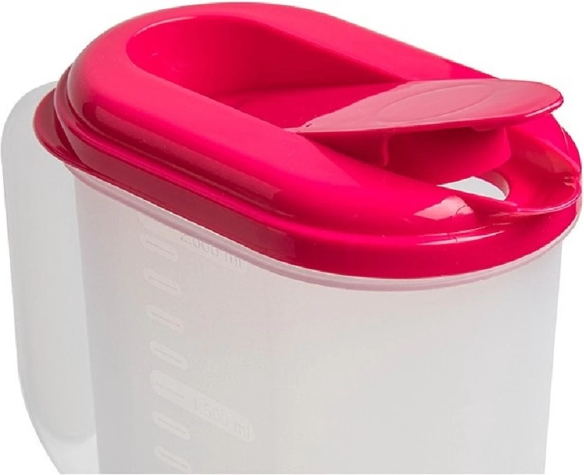 3x Pichet à Eau/pichet à Jus Transparent/rouge Avec Couvercle 2 Litres En Plastique - Pichet étroit Qui Tient Dans La Porte Du Réfrigérateur 5 3x Pichet à Eau/pichet à Jus Transparent/rouge Avec Couvercle 2 Litres En Plastique - Pichet étroit Qui Tient Dans La Porte Du Réfrigérateur – Image 3